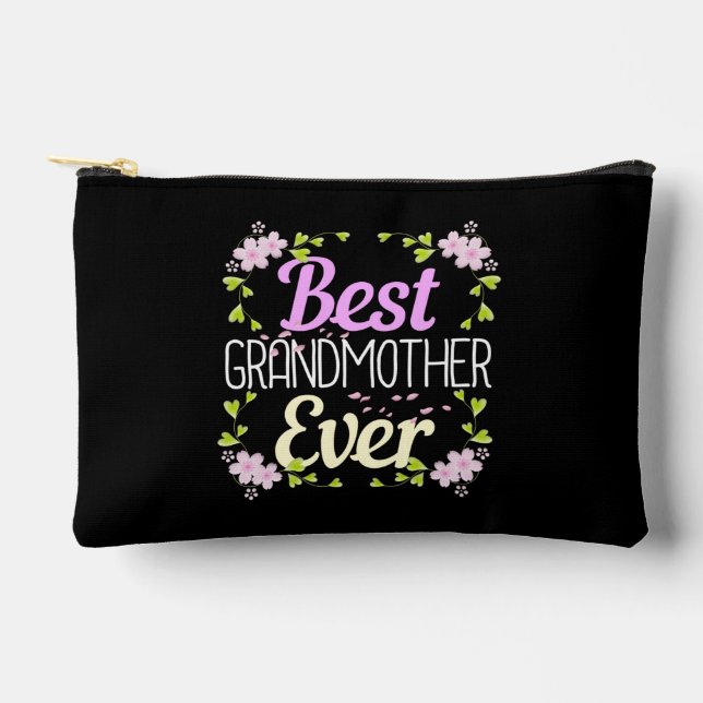 Best Grandmother Ever - Pink Floral Accessory Pouch (Front)