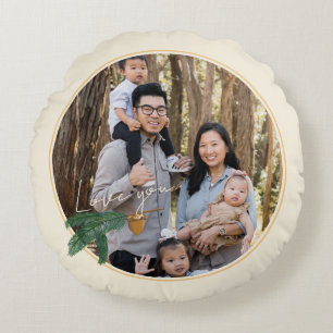 Best grandmother or grandfather gift with photo round pillow