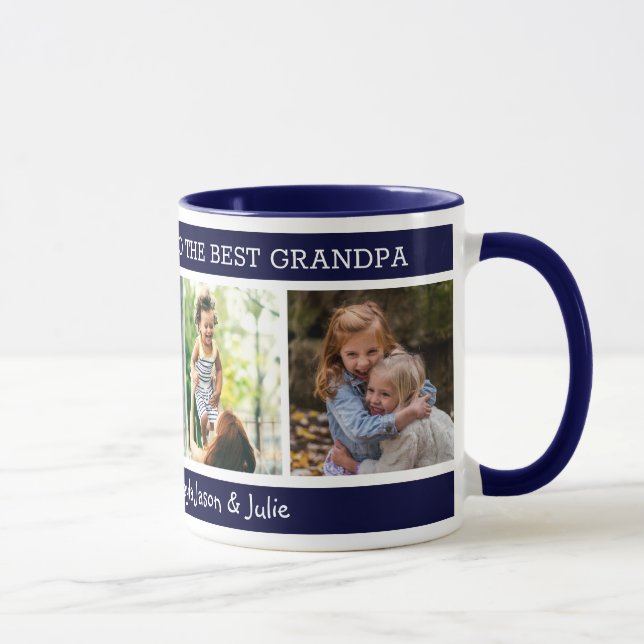 Best Grandpa 4 Photo Collage Happy Father's Day  Mug (Right)
