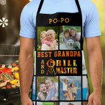 BEST GRANDPA and GRILL MASTER 16 Photo Collage Apron<br><div class="desc">Create a personalized photo grilling apron for a barbeque or griller grandfather utilizing this photo collage template featuring 16 pictures and personalized with his name or nickname, the suggested title BEST GRANDPA and GRILL MASTER in a fire and flames typography design against an editable black background colour. Add grandchildren's names...</div>
