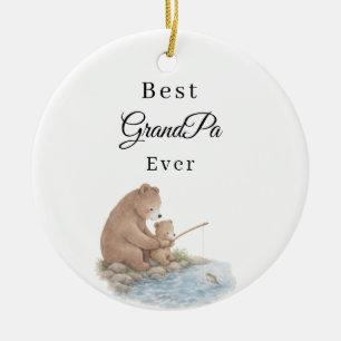 Best Grandpa Bear Ever Fishing Photo Ceramic Ornament