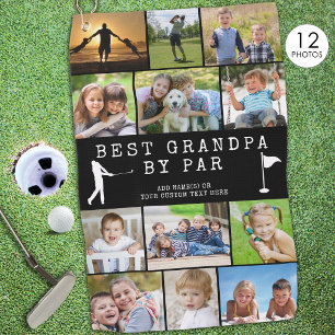 BEST GRANDPA BY PAR 12 Photo Collage Personalized Golf Towel