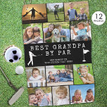 BEST GRANDPA BY PAR 12 Photo Collage Personalized Golf Towel<br><div class="desc">Create a unique photo memory golf towel for the golfer Grandpa utilizing this easy-to-upload photo collage template with 12 pictures with the suggested funny golf saying BEST GRANDPA BY PAR and personalized with name(s) or your custom text in white against an editable black background colour. CHANGES: You can change the...</div>