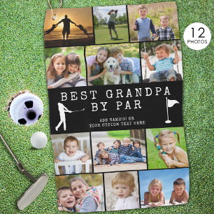 BEST GRANDPA BY PAR 12 Photo Collage Personalized Golf Towel