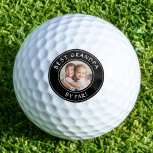 Best Grandpa By Par Custom Photo Black & White Golf Balls