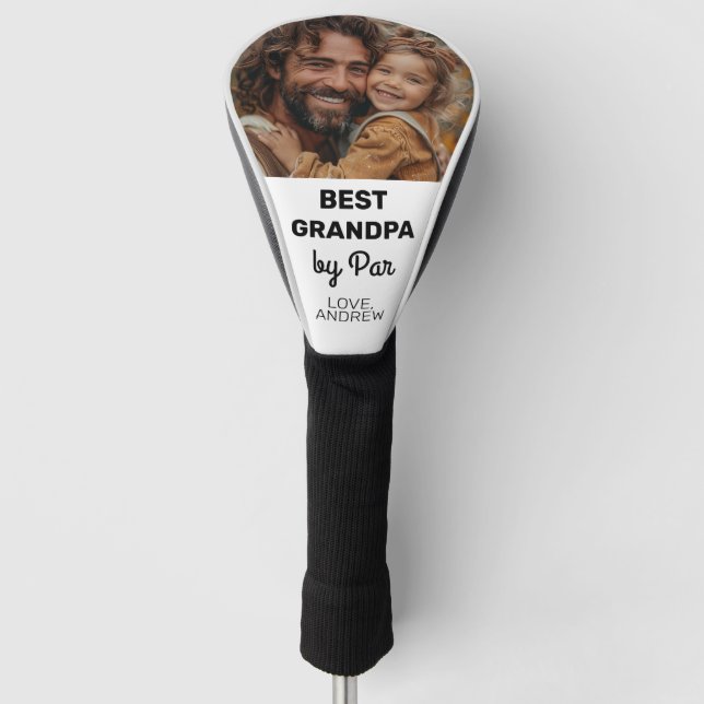 Best Grandpa By Par Custom Photo Father’s Day Golf Head Cover (Front)