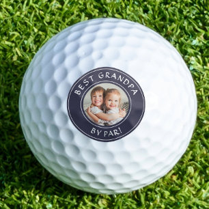 Best Grandpa By Par Custom Photo Navy Blue Golf Balls