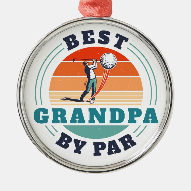 Best Grandpa By Par Custom Retro Metal Ornament (Front)
