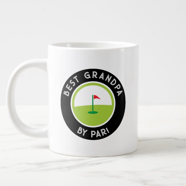 Best Grandpa By Par Cute Modern Golfer Sports Fun Large Coffee Mug (Left)