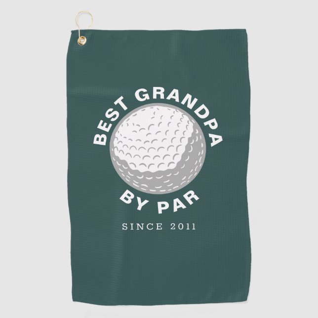 Best Grandpa By Par Fathers Day Custom Green Golf Towel (Front)