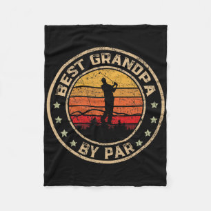 Best Grandpa By Par Father's Day Golf Golfing  Fleece Blanket