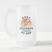 Best Grandpa By Par Fathers Day Retro Custom Frosted Glass Beer Mug (Left)