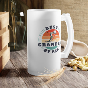Best Grandpa By Par Fathers Day Retro Custom Frosted Glass Beer Mug