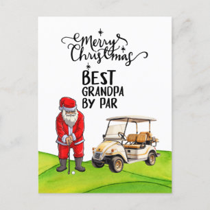 Best Grandpa by Par for Christmas with Santa Claus Postcard