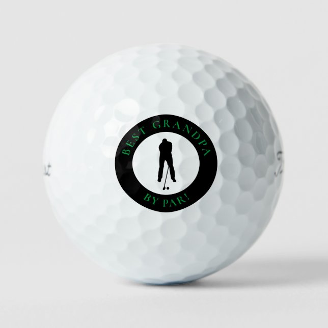Best Grandpa By Par Funny Black Green Golfer Gift  Golf Balls (Front)