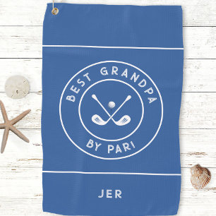 Best Grandpa By Par Funny Golfer Saying Royal Blue Golf Towel