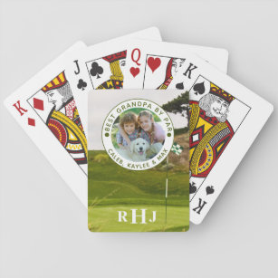 BEST GRANDPA BY PAR Golf Photo Monogram Playing Cards