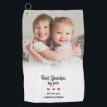 Best Grandpa By Par Modern Photo Custom Keepsake Golf Towel<br><div class="desc">This personalized golf towel features a bold “Best Grandpa By Par” title with three hearts and a central photo area ready for your favorite picture. Add names or a short message beneath the hearts using the simple built‑in template to create a custom keepsake he’ll appreciate on and off the course....</div>