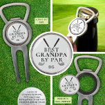 BEST GRANDPA BY PAR Monogram Bottle Opener Divot Tool<br><div class="desc">Recognize a special golf-enthusiast grandfather with this personalized golf All-in-One Golf Ball Marker, Bottle Opener and Divot Tool featuring the funny golf title BEST GRANDPA BY PAR with a monogram or name in your choice of text and background colours. ASSISTANCE: For help with design modification or personalization, colour change, transferring...</div>