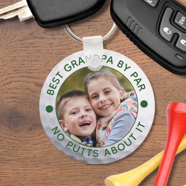 BEST GRANDPA BY PAR One Photo Funny Custom Keychain (Creator Uploaded)