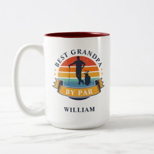 Best Grandpa By Par Personalized Golfer Two-Tone Coffee Mug