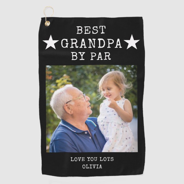 Best Grandpa by Par Personalized Photo Gift  Golf Towel (Front)