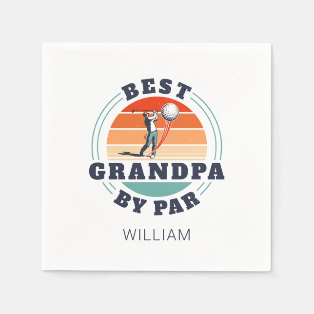 Best Grandpa By Par Personalized Retro Fathers Day Napkin (Front)