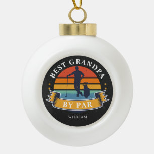 Best Grandpa By Par Personalized Retro Golf Lover Ceramic Ball Christmas Ornament