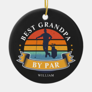 Best Grandpa By Par Personalized Retro Golfer  Ceramic Ornament