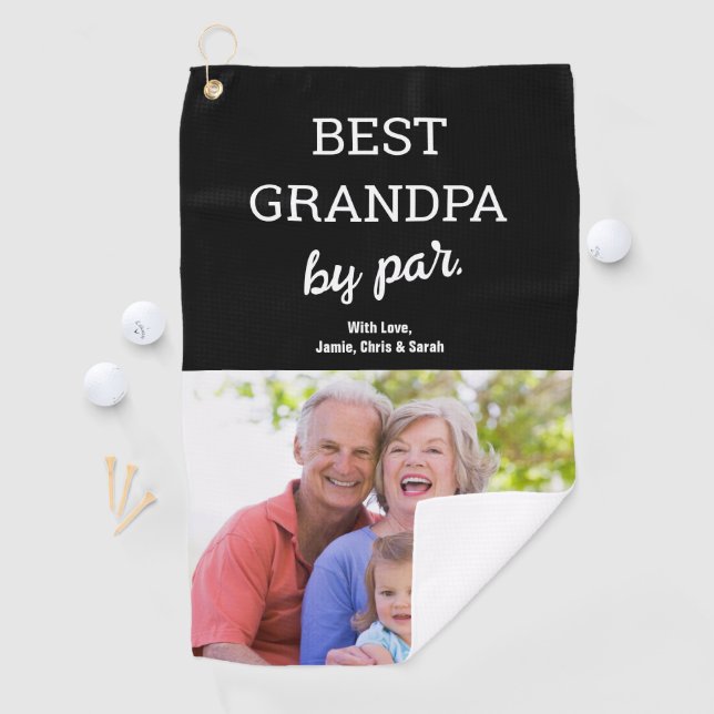 Best Grandpa by Par Photo Father's day Custom Golf Towel (InSitu)
