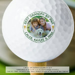 BEST GRANDPA BY PAR Photo Golfer Green Golf Balls<br><div class="desc">Create a custom colour, personalized photo set of golf balls for a golfer grandfather with the editable funny title BEST GRANDPA BY PAR and name(s) or other custom text shown in green text and circle border against an editable white background colour you can change to a complementary colour to your...</div>