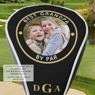BEST GRANDPA BY PAR Photo Monogram Black Gold Golf Head Cover