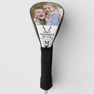 Best Grandpa By Par Photo Monogram Black White Golf Head Cover