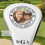 BEST GRANDPA BY PAR Photo Monogram Funny Golf Head Cover<br><div class="desc">For the special golf-enthusiast grandfather, create a unique photo golf head cover with the editable title BEST GRANDPA BY PAR - NO PUTTS ABOUT IT or your custom text and personalized with a picture and his monogram in your choice of font styles and colour combinations (shown in white on black)....</div>