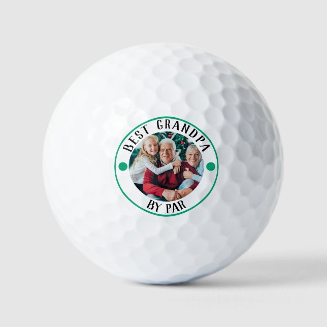 BEST GRANDPA BY PAR Photo Monogram Golf Balls (Front)