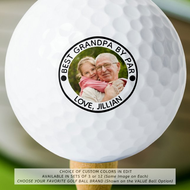 BEST GRANDPA BY PAR Photo Personalized Golf Balls (Creator Uploaded)