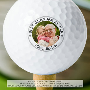 BEST GRANDPA BY PAR Photo Personalized Golf Balls