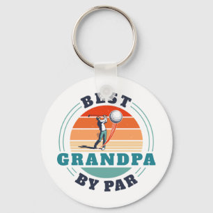 Best Grandpa By Par Retro Custom Fathers Day Logo Keychain