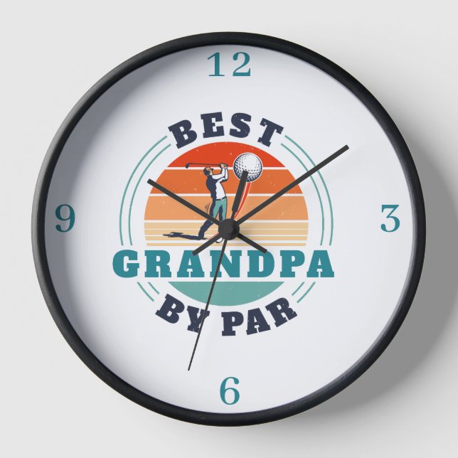 Best Grandpa By Par Retro Father’s Day Golf Lover Clock (Front)
