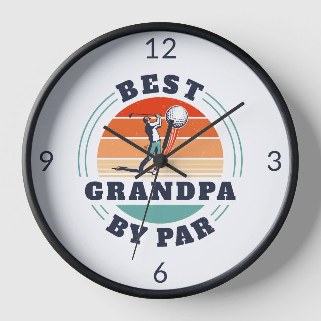 Best Grandpa By Par Retro Fathers Day Custom Clock (Front)