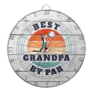 Best Grandpa By Par Retro Fathers Day Custom Dartboard
