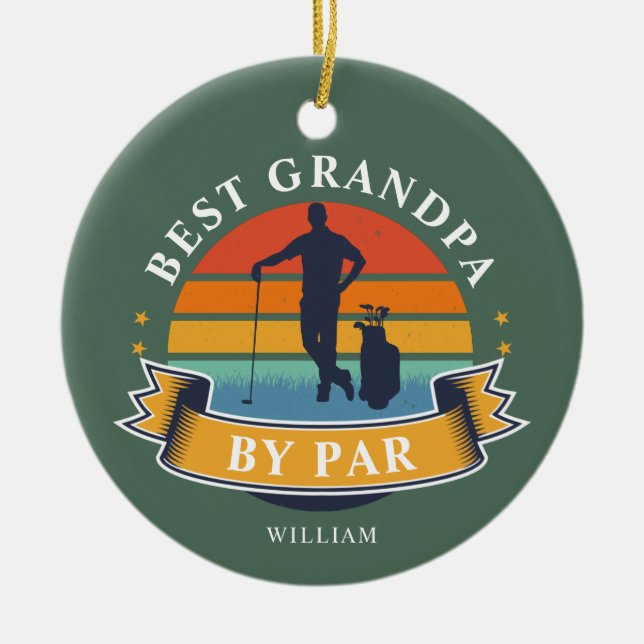 Best Grandpa By Par Retro Golf Lover Ceramic Ornament (Front)