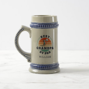 Best Grandpa By Par Retro Golfing Dad Personalized Beer Stein