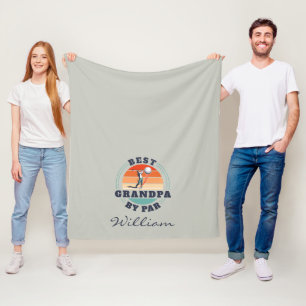 Best Grandpa By Par Retro Golfing Keepsake Fleece Blanket