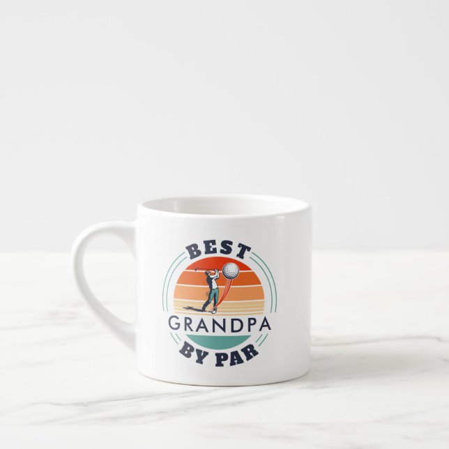 Best Grandpa By Par Retro Golfing Papa Espresso Cup (Left)