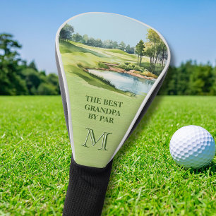 Best Grandpa by Par Watercolor Golf Course Initial Head Cover