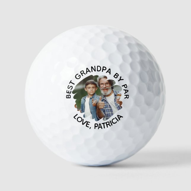 Best Grandpa by Par with Custom Photo Father's Day Golf Balls (Front)