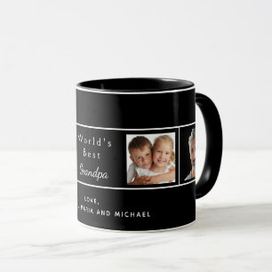 Best grandpa custom family photo collage black mug