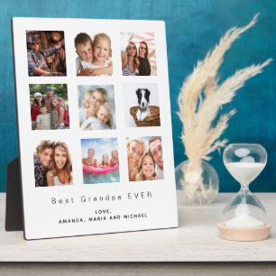 Best grandpa custom photo family collage white plaque