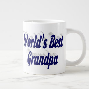Best Grandpa dark blue text Large Coffee Mug